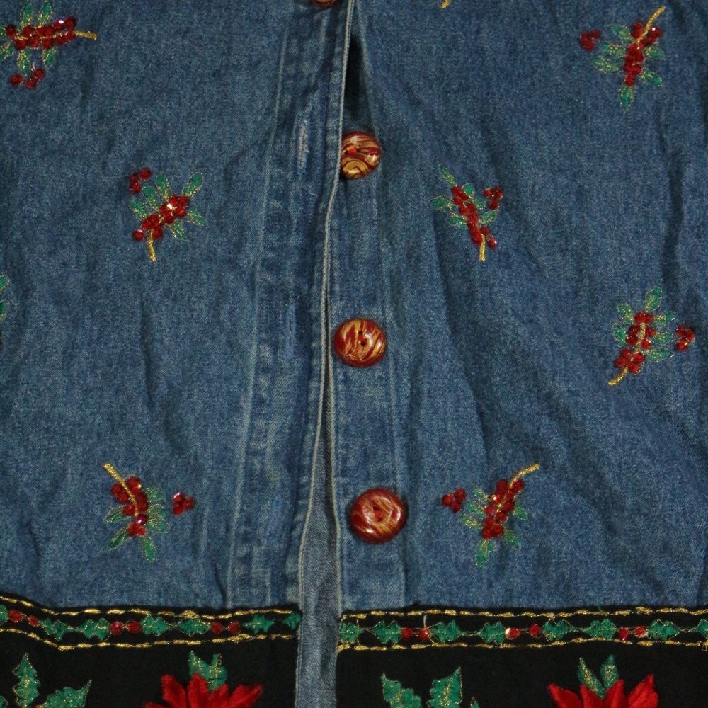 LIFESTYLE Vintage Embroidered Denim Jacket Sz Medium - Picture 4 of 15
